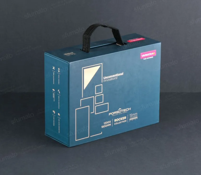 Organised branded presentation kit with labelled sample holders